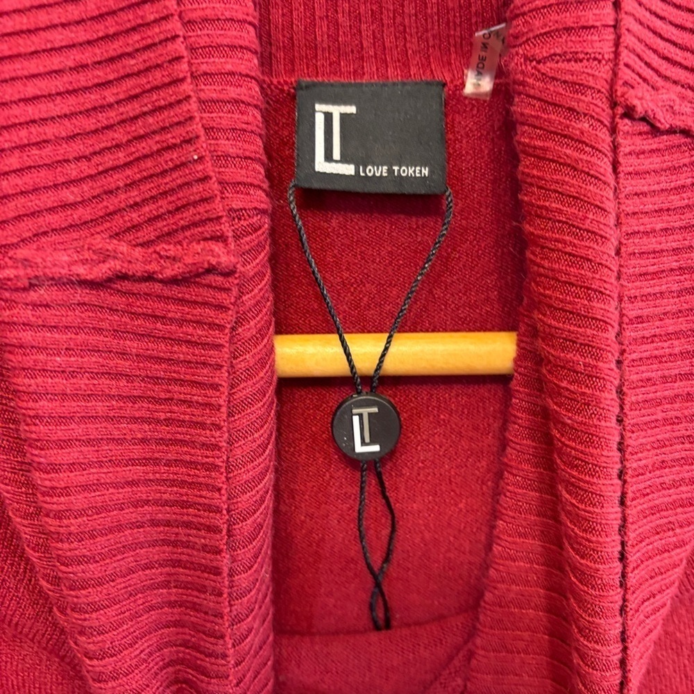 Love Token Red Turtleneck Sheath Midi Dress - Picture 3 of 6